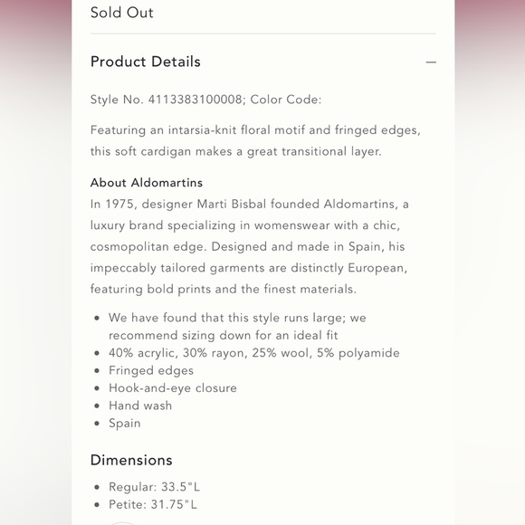 ANTHROPOLOGIE NWOT Aldomartins Floral Intarsia Cardigan Size L. - Picture 11 of 12